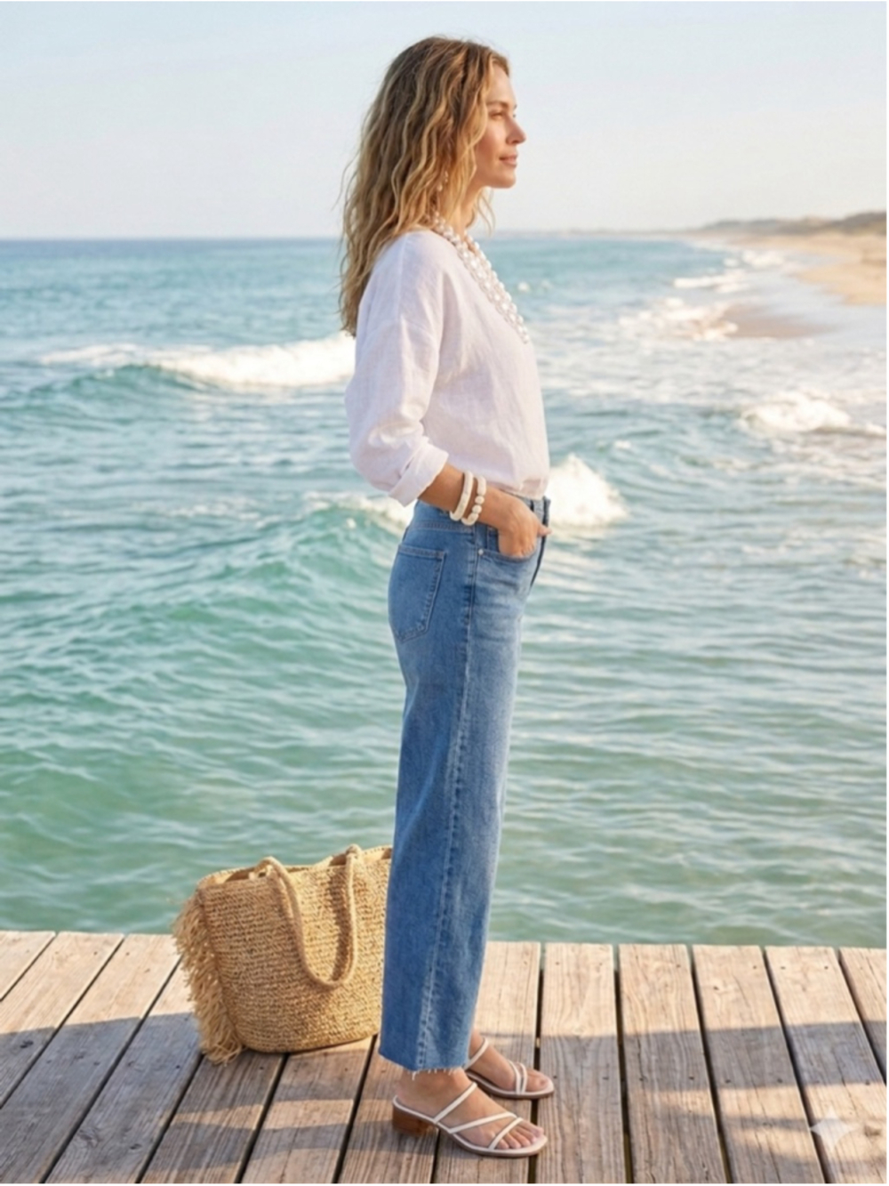 Kensie Jeans The Kaya High Rise Wide Leg Raw Hem Blue Denim Stretch Size 10 / 30 - Picture 2 of 10